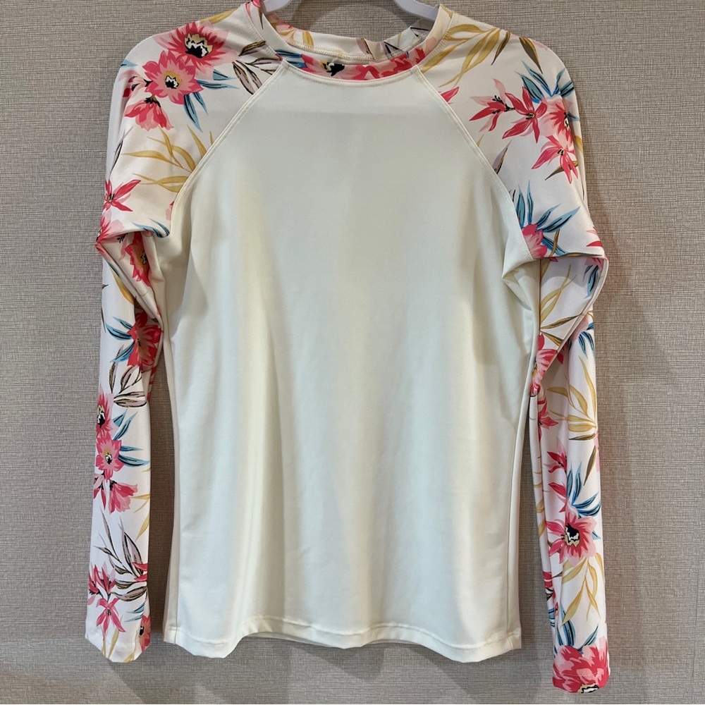 Billabong Women's Tropical Floral Long Sleeve Rashguard Surf Shirt Tee in XLarge - Picture 3 of 13